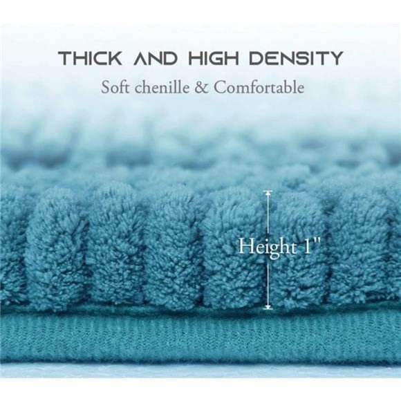 Bathroom Rugs Slip-Resistant Absorbent Soft and Fluffy Thick Striped Bath Mats - Picture 2 of 6